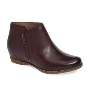 Dansko Red and Brown Ankle Booties Sleek Design